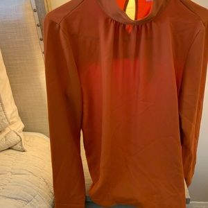 NWT CALVIN KLEIN MOCK NECK TUNIC BLOUSE W/ FRENCH BUTTON SLEEVES SZ M